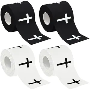 4 Pcs Christian Athletic Tape with Cross | White/Black Sport Wrist Tape for Gymnastics, Tennis, Baseball, Boxing | Support & Stabilize Bandage, 2in x 23ft