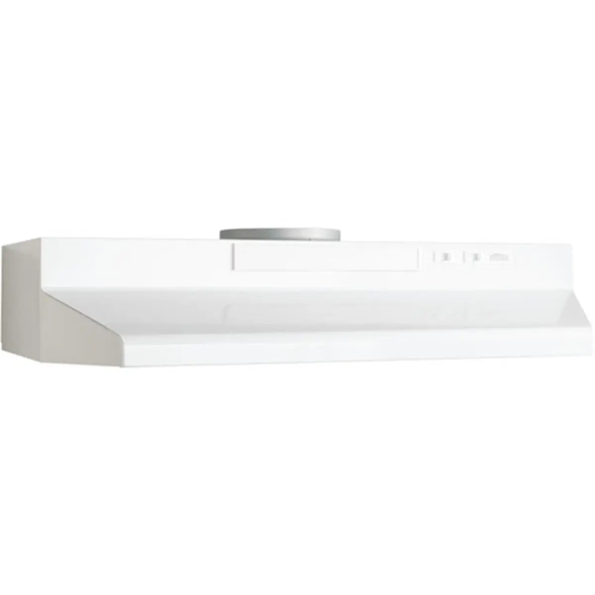 Broan F402411 24.0" Width Rectangular Aluminum Range Hood - White, Rocker Control, 3.25"x10" Vertical/Horizontal Ducted, 4-Way Convertible, 6.0" Height, 7" Round Vertical Exhaust Fan, 24x17.5" Size, Grease Filter