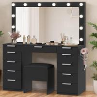 Wood Top - Bulb Black 11 Drawers(non transparent)
