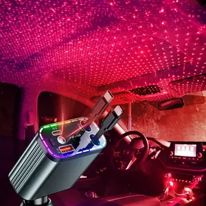 Decorative Starry Sky Light with 4 in 1 Retractable Car Charger Adapter, Fast Charging Car Charger, Fast Charging Solution, USB & Type C Ports Charger Compatible with iPhone & Android, Valentine's Day Gift for Husband Wife Interior Decor Accessories SUV