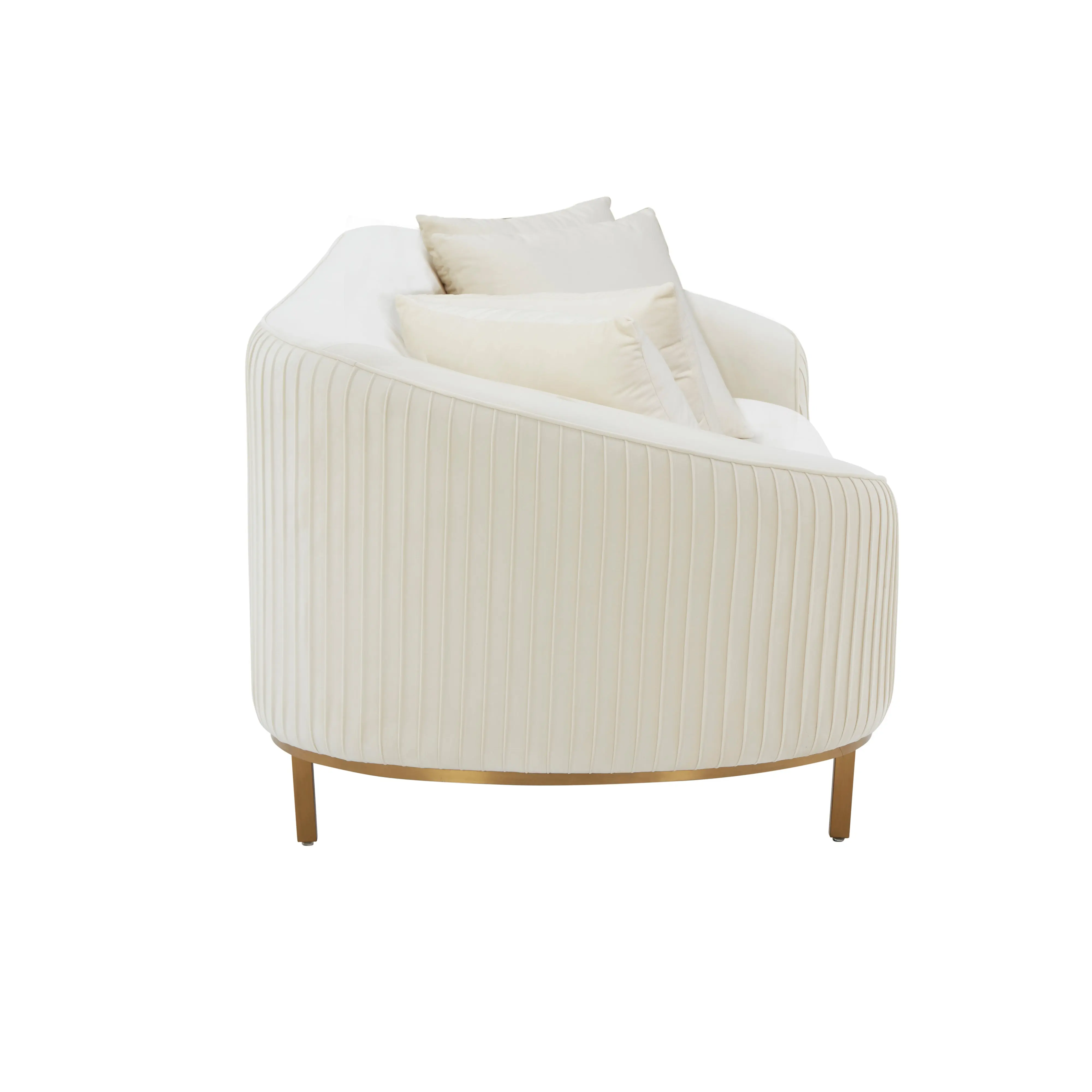 Michelle Cream Pleated Sofa - Modern and Glam Design, Handmade, Minor Assembly Required - 92"W x 37"D x 30.8"H