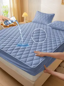 1 piece of blue diamond grid fitted sheet. Made of soft, waterproof, skin-friendly and breathable polyester fabric, it is perfect for bedrooms and guest rooms, an excellent choice for home bedding.