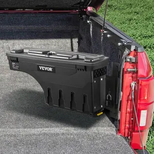VEVOR Truck Bed Storage Box, Lockable Lid, Waterproof ABS Wheel Well Tool Box 6.6 Gal/20 L with Password Padlock, Compatible with Tundra 2007-2021, Passenger Side, Black