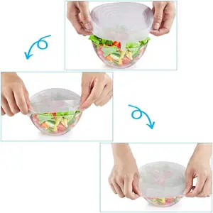 6PCS Silicone Stretch Lids, Four Specifications of Reusable Silicone Bowl Cover, Suitable for Various Food Containers, High and Low Temperature Scenarios (Microwave Ovens, Freezers)
