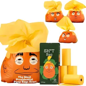 Dog Poop Bags, 60 Count President Grade Leak-Proof Thick Dog Waste Bags, Prank Trash Can Cat Pet Poop Garbage Bag Roll, Outdoor Puppy Walks Travel