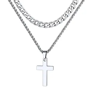 FaithHeart Cross Necklace For Unisex Stainless Steel Classic Cross Pendant