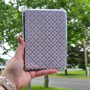 Purple Checked with Pink Flowers Kindle Case Insert