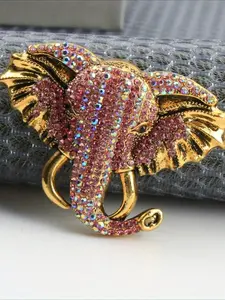 Vintage Crystal Elephant Brooch Pin, Luxurious Fashion Design, Elegant Animal Sparkle Accessory for Men and Women