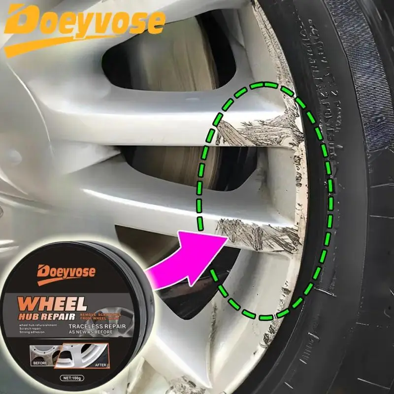 Car Wheel HUB Stainless Repair Kit, Car Wheel HUB Scratch Repair Agent with Sponge, Wheel HUB Polishing & Waxing Paste, Professional Car Maintenance T