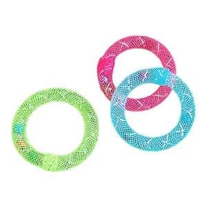 Three-piece cat toy. Donut shape elastic tube with bell sound, spring-fired cat toy, no battery required.