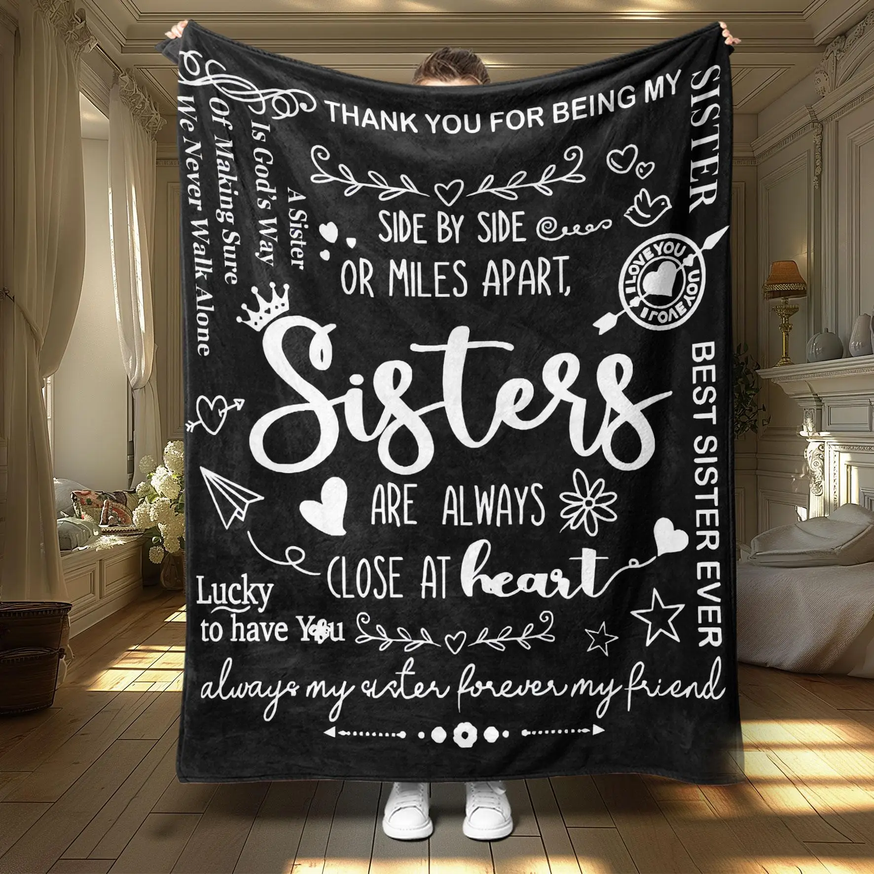 Letter Pattern Soft Blanket, 1/2 Counts Casual Soft Throw Blanket, Air-conditioned Room Blanket, Warm Nap Blanket for Home Office Travel Camping