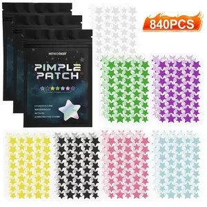 New Arrival 840pcs Multi-Color Large-Sized Star Acne Patches, Facial Concealing & Papule Patches, Ultra-Thin Breathable Skin-Friendly