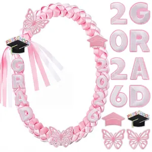 Kids Graduation Leis Class of 2026 Necklace Ribbon Leis 47 inches Double Braided Preschool Graduation for Preschool Kids Students Teachers Boys Girls for Graduation Ceremony Party Celebration Graduation Campus Supplies Pretty Bracelet Costume
