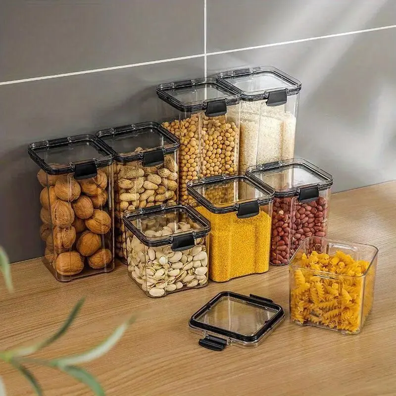 1pc Clear Food Storage Box, Food Storage Container With Lid, Airtight Containers, leakproof container, Plastic Kitchen And Pantry Organization Canisters, Air Tight Sealed