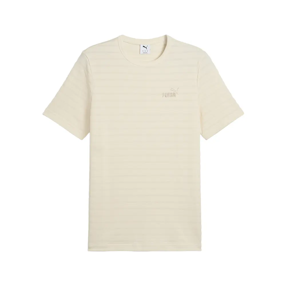 PUMA Mens Elevated Essentials Structured Crew Neck Short Sleeve Casual Tops Casual - Beige
