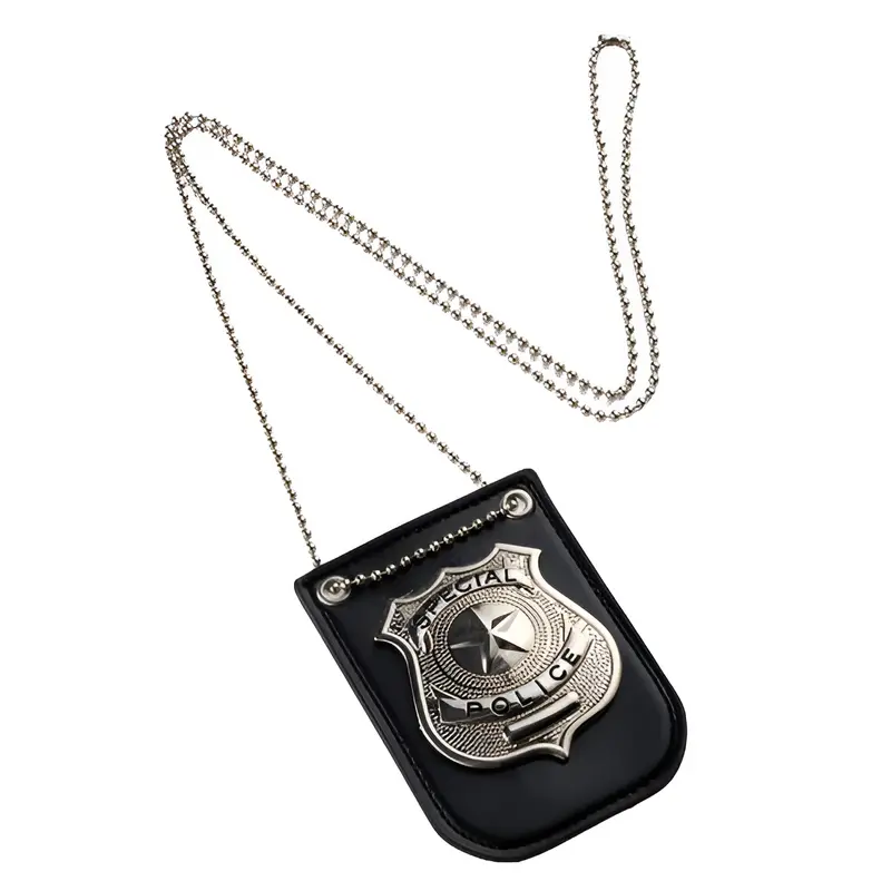 Dress Up America Children's Durable Plastic Pretend Play Police Badge Accessory - Attached Chain & Clip, Authentic Look Costume Decoration for Year Round Cops and Robber Games