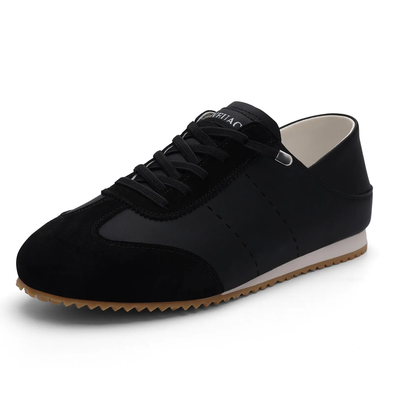 MVEUAC Women's Fashion Sneakers, Lightweight Low Top Walking Shoes, Lace-up Leather Flat Heel Women Shoes for Home, Office, Outing, Sports Beige