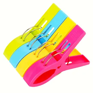 4-Pack Bright Beach Towel Clips, Secure Grip Wind-Resistant Multi-Functional, Various Styles Available, Solve Blow-Away Issues Easily