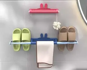 Extendable No-Drill Shoe Rack – Bathroom Shoe Storage, Toilet Side Organizer, Drainage Area Shelf