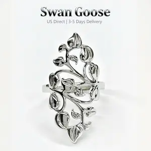 S925 Sterling Silver Big Eye-Catching Big Leaf Vine Ring, Elegant Fashion Rings,Fashion jewelry Accessories for Men & Women,Elegant All-match Fashion Accessories for Daily wear outdoorfun