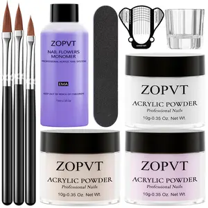 Acrylic Powder Nail Art Kit, 3 Colors Set with Crystal Powder & Tools, Beginner-Friendly Manicure Starter Kit for Home Use, Acrylic Nails Kit