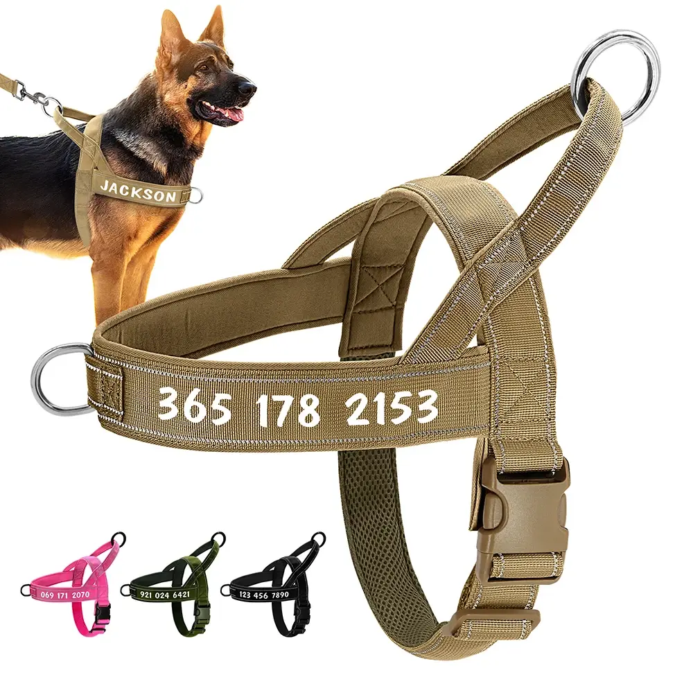 Personalized Dog Tactical Vest Harness - Chewproof, Reflective, Durable, Custom Engraving Vest Harness for Training & Adventures | Medium-Large Breeds, Chewproof Vest Harnesses, Engraving Vest Harnesses