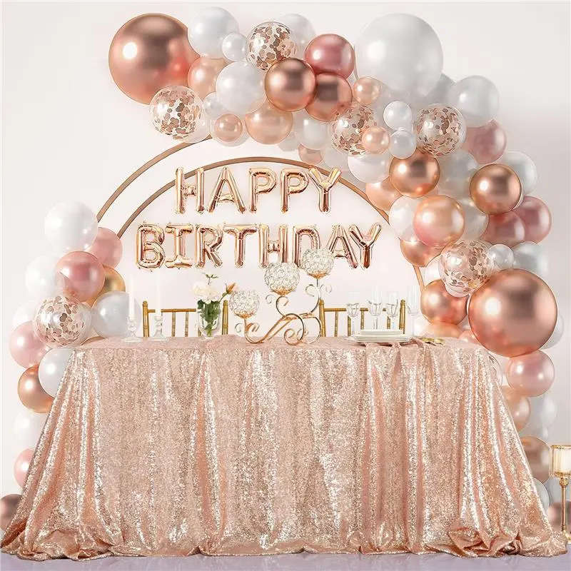 Rose Gold Sequin Tablecloth 90x132inch Rectangle Sparkle Tablecloth Glitz Tablecloth Christmas Table Cloth Sequin Fabric Tablecloth