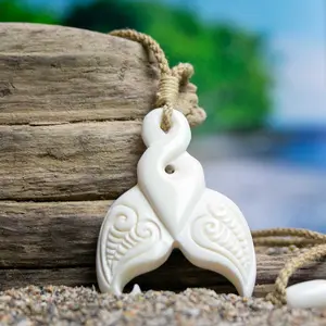 Whale Tail Necklace - Hand Carved