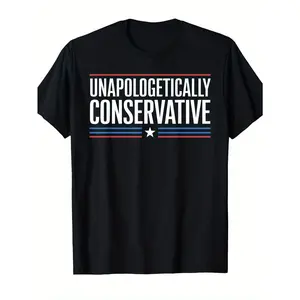 Men's Unapologetically Conservative T-Shirt - Heavyweight 180gsm American Flag Political Slogan Tee, Casual Round Neck Short Sleeve Shirt for Conservative Activists & Right-Wing Messaging Apparel