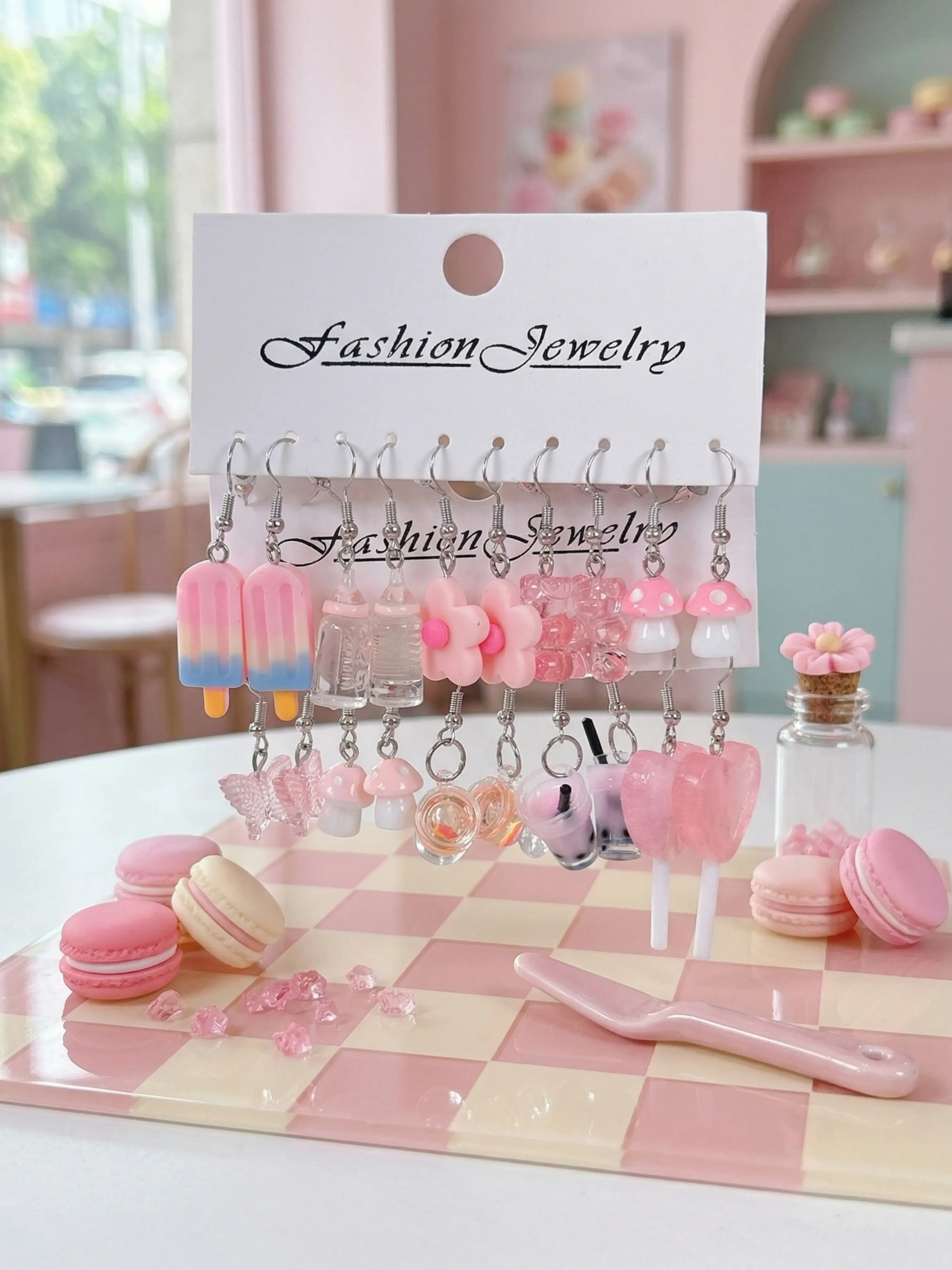 20pcs Women's Fun Series Unique Design Casual Earrings Set, Ice Cream Mushroom Milk Tea Shape Ear Rings, Cute and Trendy Jewelry for Daily Wear