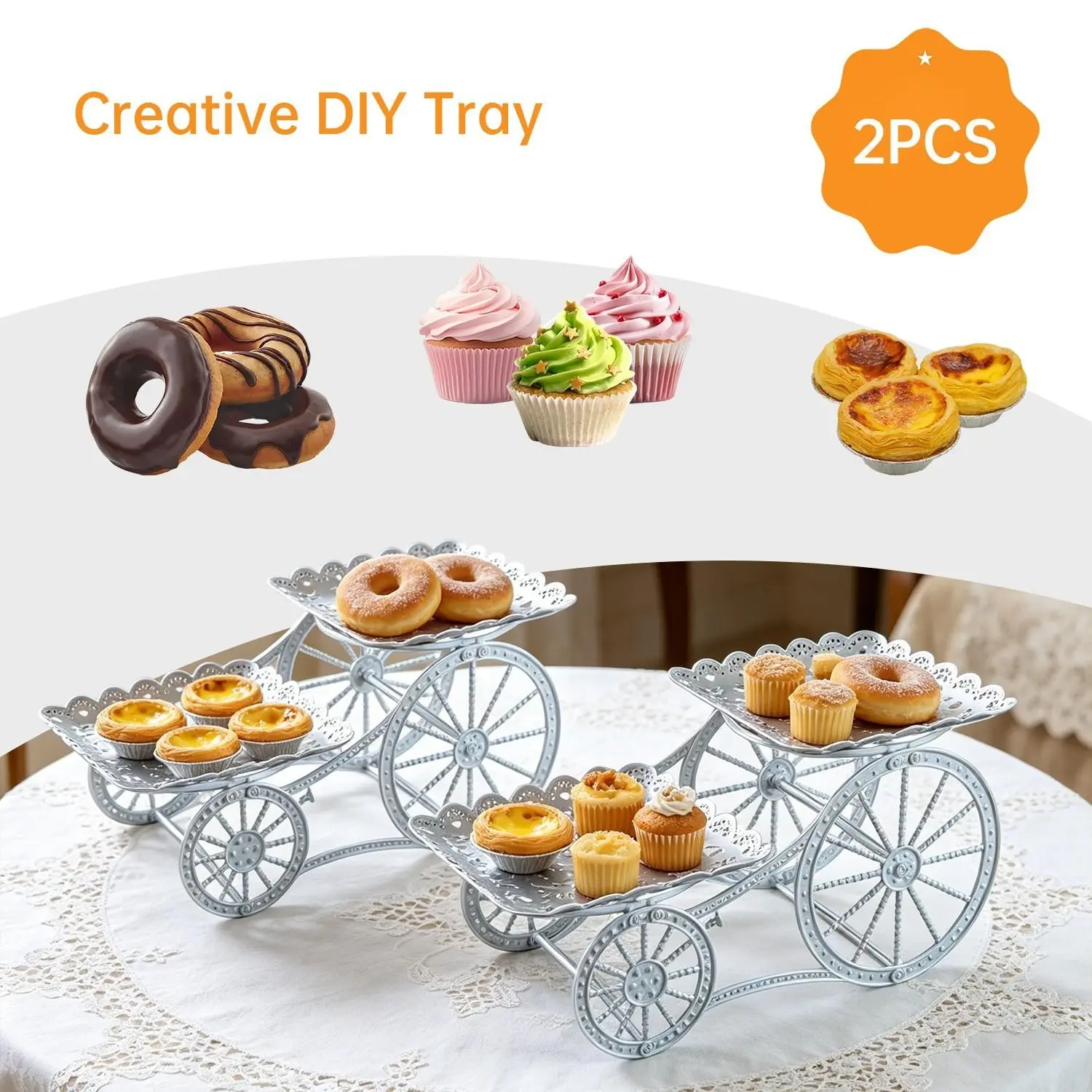 Vintage Car Shaped Dessert Display Tray, Cute Novelty Snack Fruit Dessert Tray, Multi-Functional Desktop Food Plate for Snacks Fruits Pastries, Dessert Serving Trays