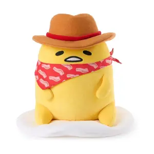GUND Sanrio Gudetama The Lazy Egg Cowboy 9" Plush - Cowboy Hat, Bacon, Soft Fabric, Washable, Surface-Washable Collectible Mascot Stuffed Animal Toy