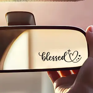 2 Blessed Hearts Rearview Mirror Decal Funny Jesus Bible Verse Religious Meme Humor Car Decorative Sticker for Car Rear View Mirror, Water Cup, Mirror, Sticker for Cars