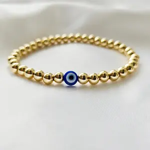 Singular | 14K Gold Beaded Evil Eye Bracelet