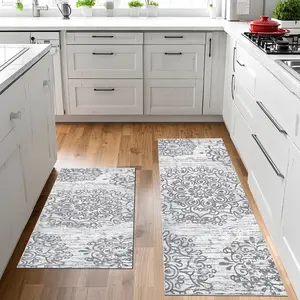 [JIT] Velvet Retro Pattern Printed Kitchen Mat Set, for Kitchen, Living Room, Bedroom and Dining Area. Water Absorbent, Non-Slip, Lightweight and Comfortable. Stylish Home Decoration, Festival & Party Decor. Easy to Clean, Machine Washable.