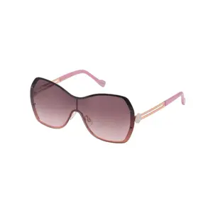 Frameless Metal Shield Sunglasses in Rose Gold & Rose