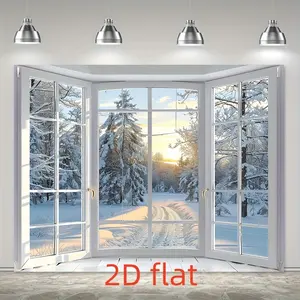 2D Flat Winter Wonderland Window View Backdrop Polyester Snowscape Photography Banner for Christmas Parties Weddings Home Decor No Electricity Needed Winter Wonderland Decorations Ornaments