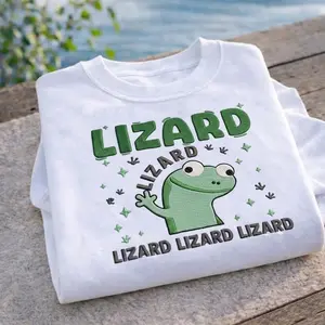 Cute Lizard Embroidered Sweatshirt, Character Shirt 2026, Cartoon Lizard Tee, Funny Reptile Lover Gift, Trip Shirt