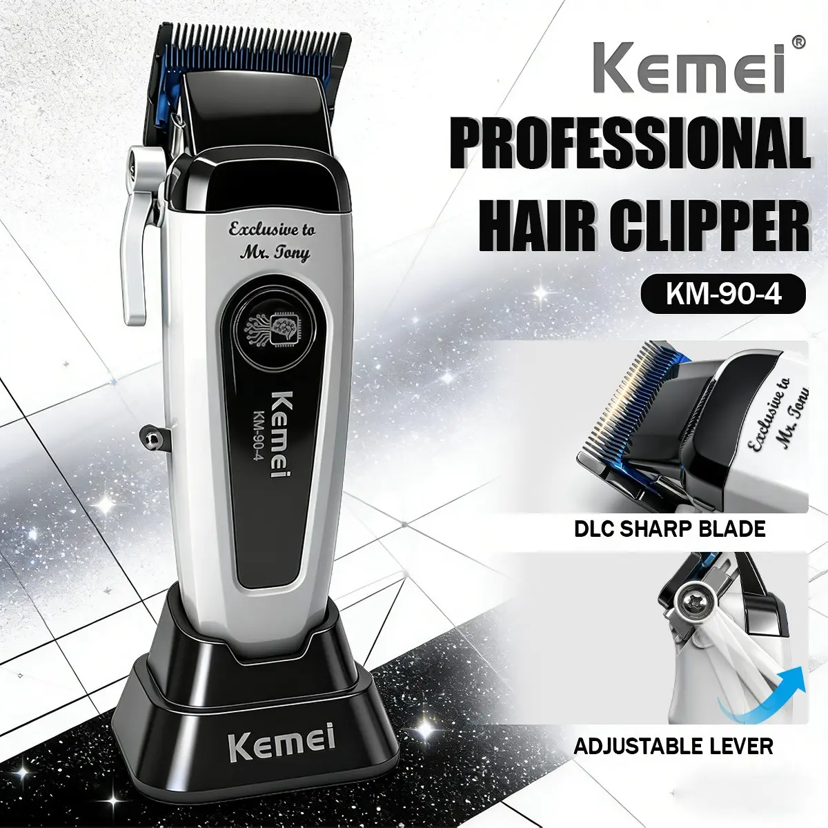 Kemei Trimmer Professional Hair Trimmers DLC Blade Rechargeable Hair Clippers 10W Brushless 11500RPM LCD DISP Trimmer For Man Barber Clipper KM-90-4 KM-90-5