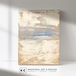 Serene Horizons #2 of 3 | Beige White Blue | Wabi-Sabi Textured Abstract Minimalist Painting on Canvas | Original Art | Modern Coastal