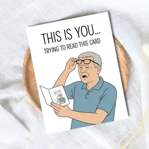 [5x7inch Envelope Included] This Is You Trying To Read This Card, Funny Dad Birthday Card, Ready to Gift Humorous Fathers Day Card for Dad, Funny Greeting Card, Blank Inside with Envelope - fth10759