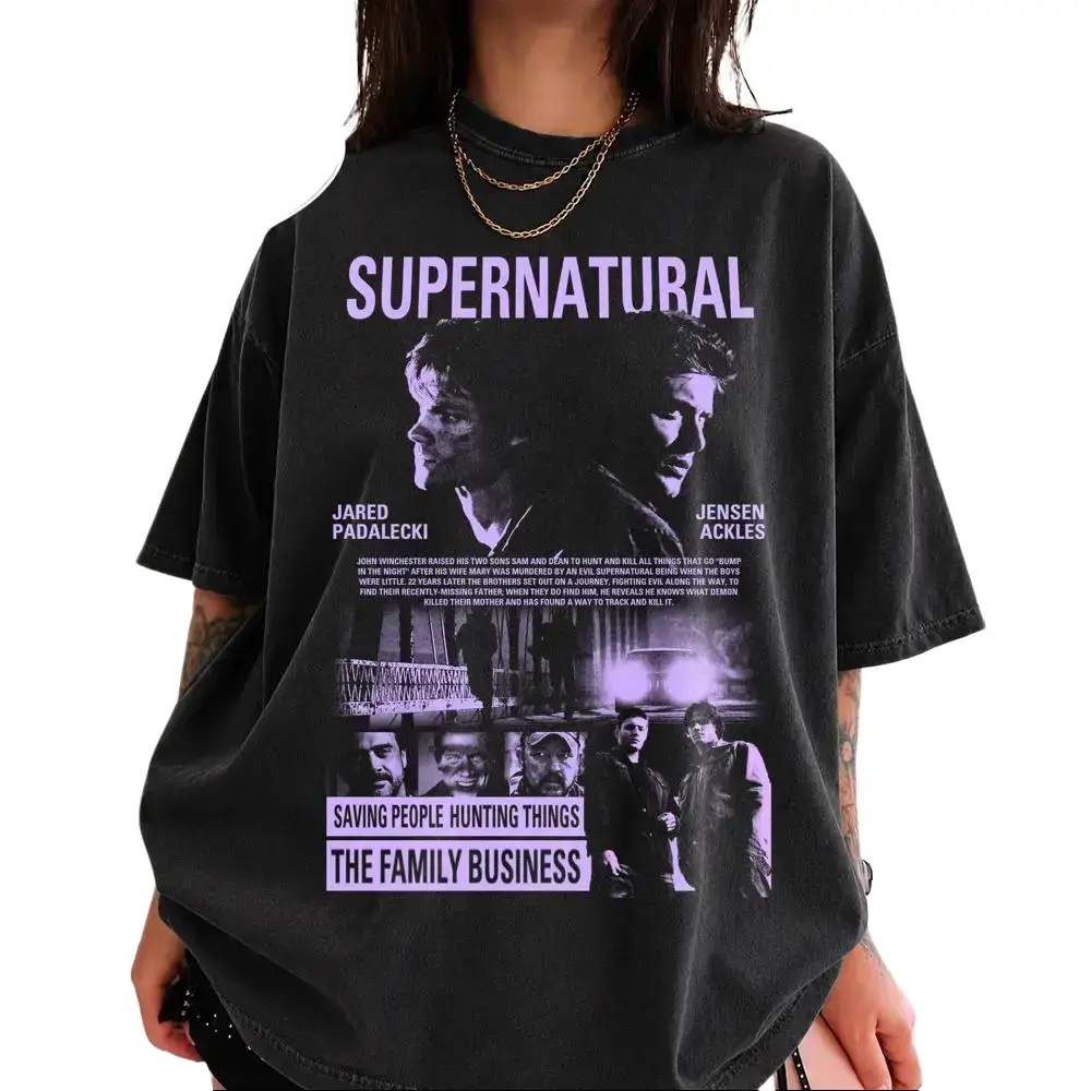 Supernatural Shirt, Sam and Dean Winchester Graphic Tee, Saving People Hunting Things T-Shirt, The Family Business Horror Fantasy Shirt, Retro TV Series Fan Tee, Vintage Supernatural Gift for Men Wome