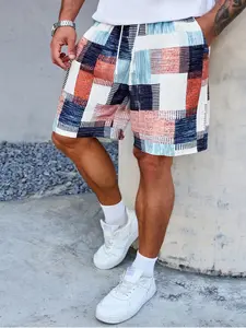 Colorful Geometric Print Linen Blend Shorts, Loose Fit with Tie Waist, Casual Long Pants, Comfortable and Stylish Summer Wear