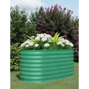Garvee Heavy Duty Galvanized Steel Raised Garden Bed 4x2x2ft – Tall Outdoor Planter Box for Vegetables, Flowers & Herbs – Rust-Resistant Metal, Easy Assembly, Ergonomic Design, Open-Bottom for Drainage - Green