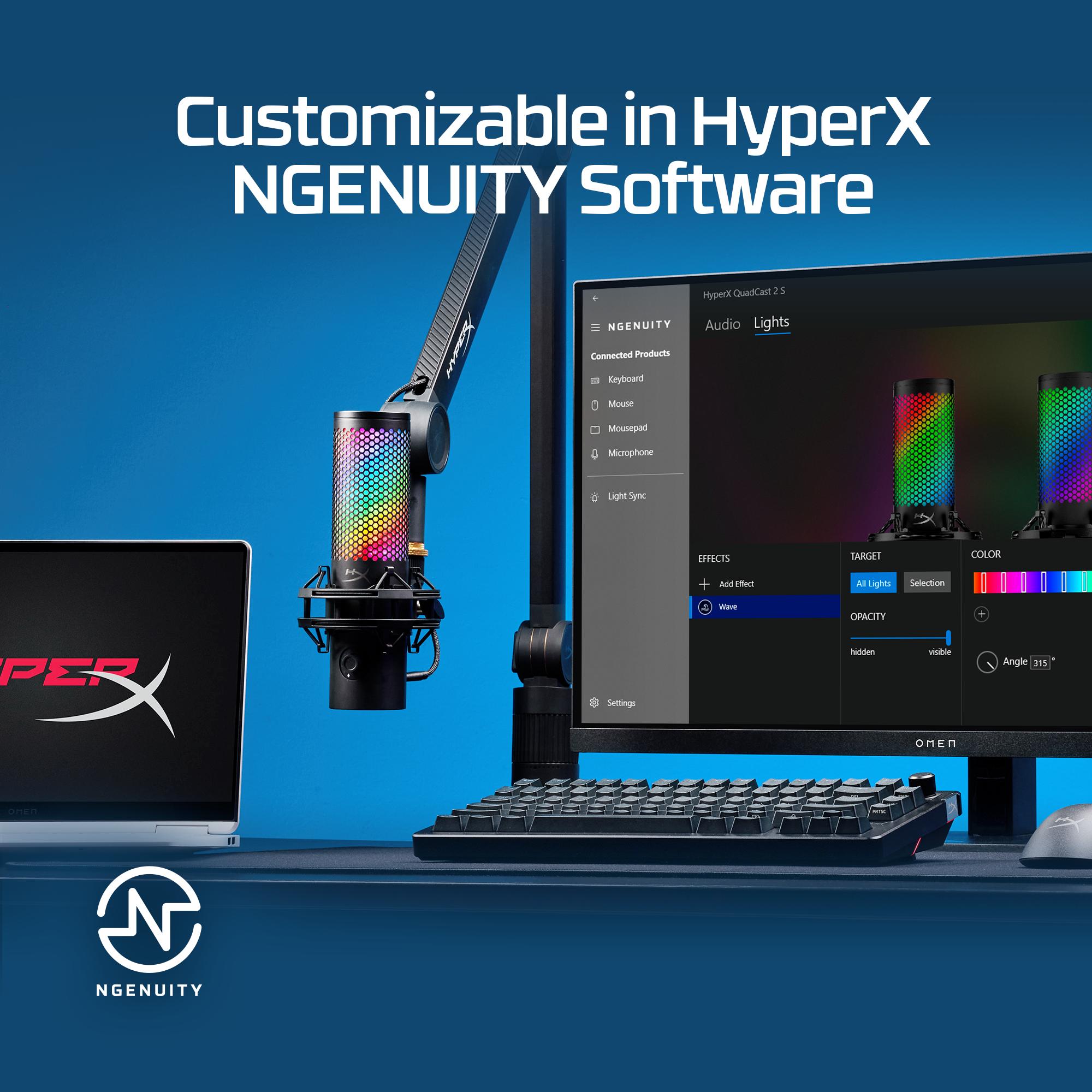 HyperX QuadCast 2 S USB Microphone with RGB Lighting, Tap-to-Mute Sensor, and Multifunction Knob for Enhanced Gaming Experience