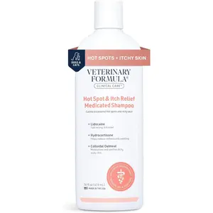 Veterinary Formula Clinical Care Medicated Shampoo for Dogs and Cats - 16 oz, Soothing Relief for Hot Spots and Itchy Sensitive Skin