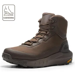 NORTIV 8 Terrascope High-Top Security & Army Boots Black Oxford Fabric Mesh Lining Vegan Leather ETPU Rubber Outsole for Men's Outdoor Activities & Security Work