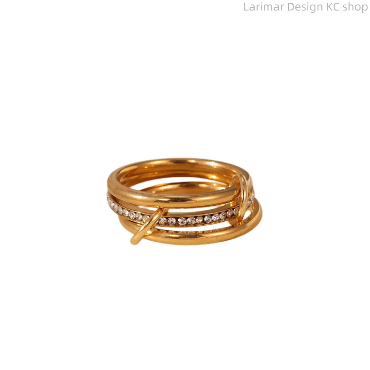 Geometric Multi-Layer Interlocking Ring For Women, Stainless Steel Stackable Minimalist Band, Classic Intertwined Circles Simple All-Match Daily Finger Jewelry Gift