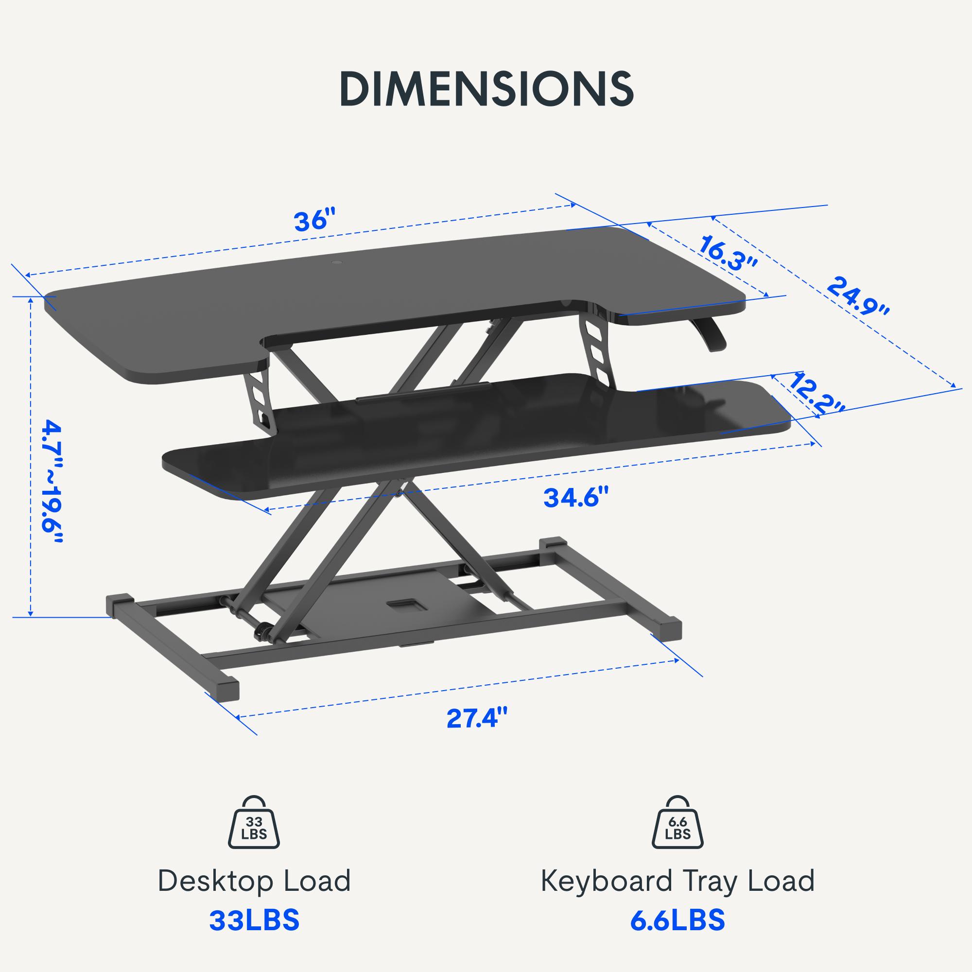 【TikTokShopBlackFriday】Height Adjustable Standing Desk Converter, Sit-to-Stand Desk Riser U-Shape with Spacious Removable Keyboard Tray, 2-Tier Desktop Computer Workstation in Black  Color