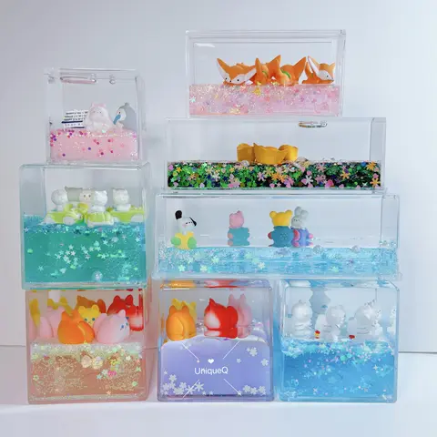 Live Stream Pick - Rectangular & Cubic Block Liquid Bottles for Home Decor Office Gifts Unique Adorable Whimsical Mesmerizing Room Figures Artistic Ornaments Interior Decoration Accessories Home Decor Accessory Kawaii Display Decor Shelf Decor